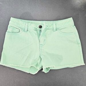 Cherokee Frayed Adj Band Kids XL 14/16 Mint Green Demin Jean 3" Inseam Shorts